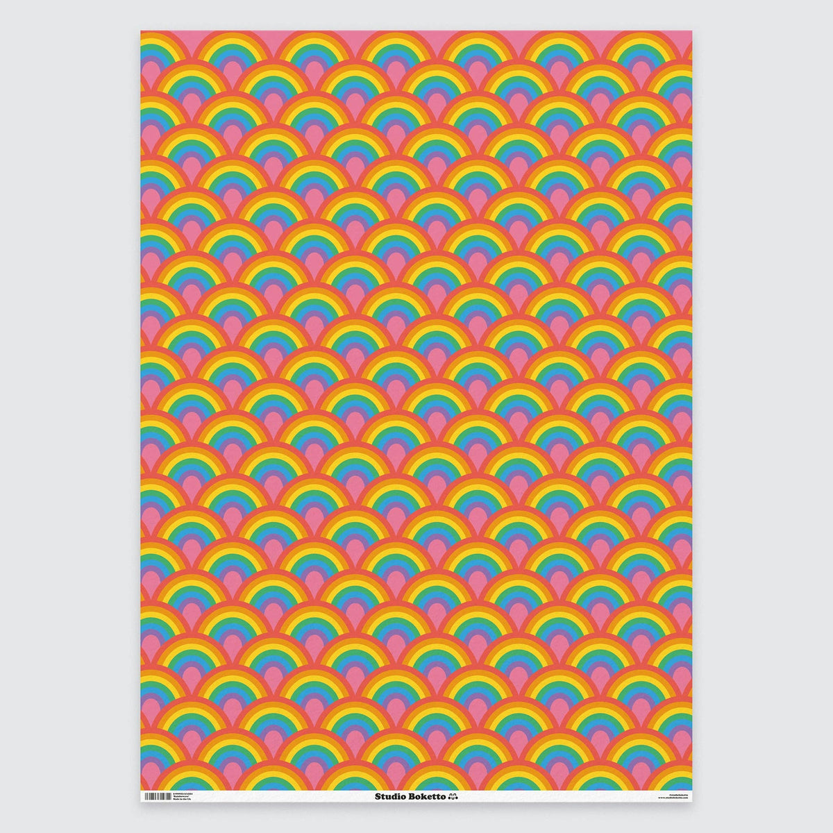 Rainbow Rainbow Repeat Single Giftwrap Sheet by penny black shown flat