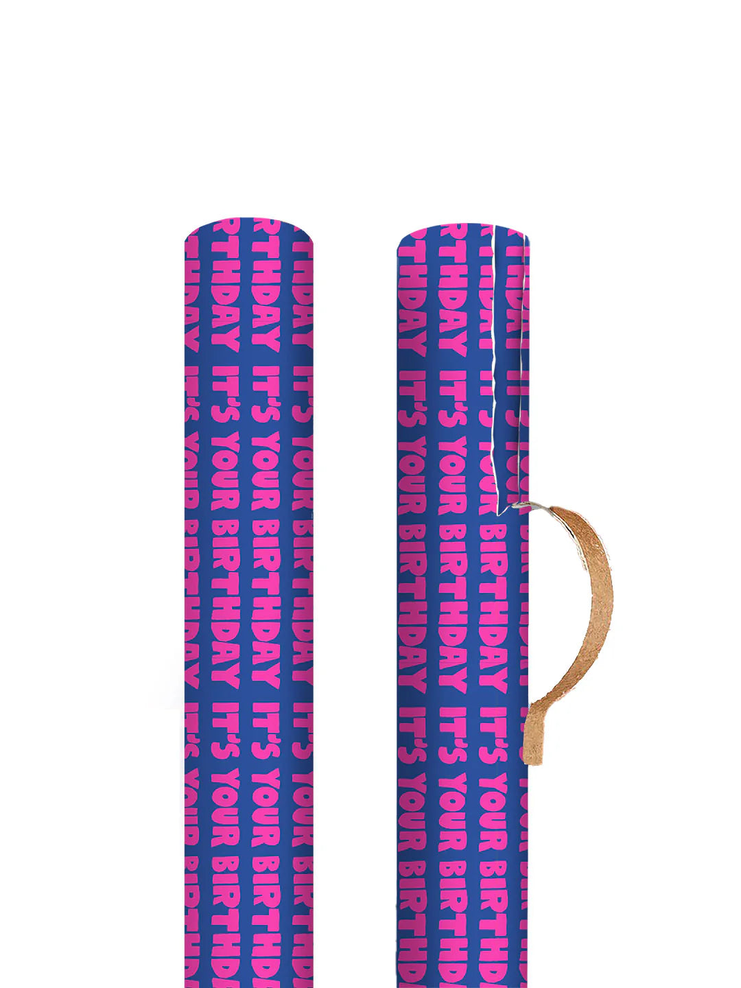 It's Your Birthday Ashkahn Gift Wrapping Paper Roll showing roll and how to remove outer layer of paper by penny black
