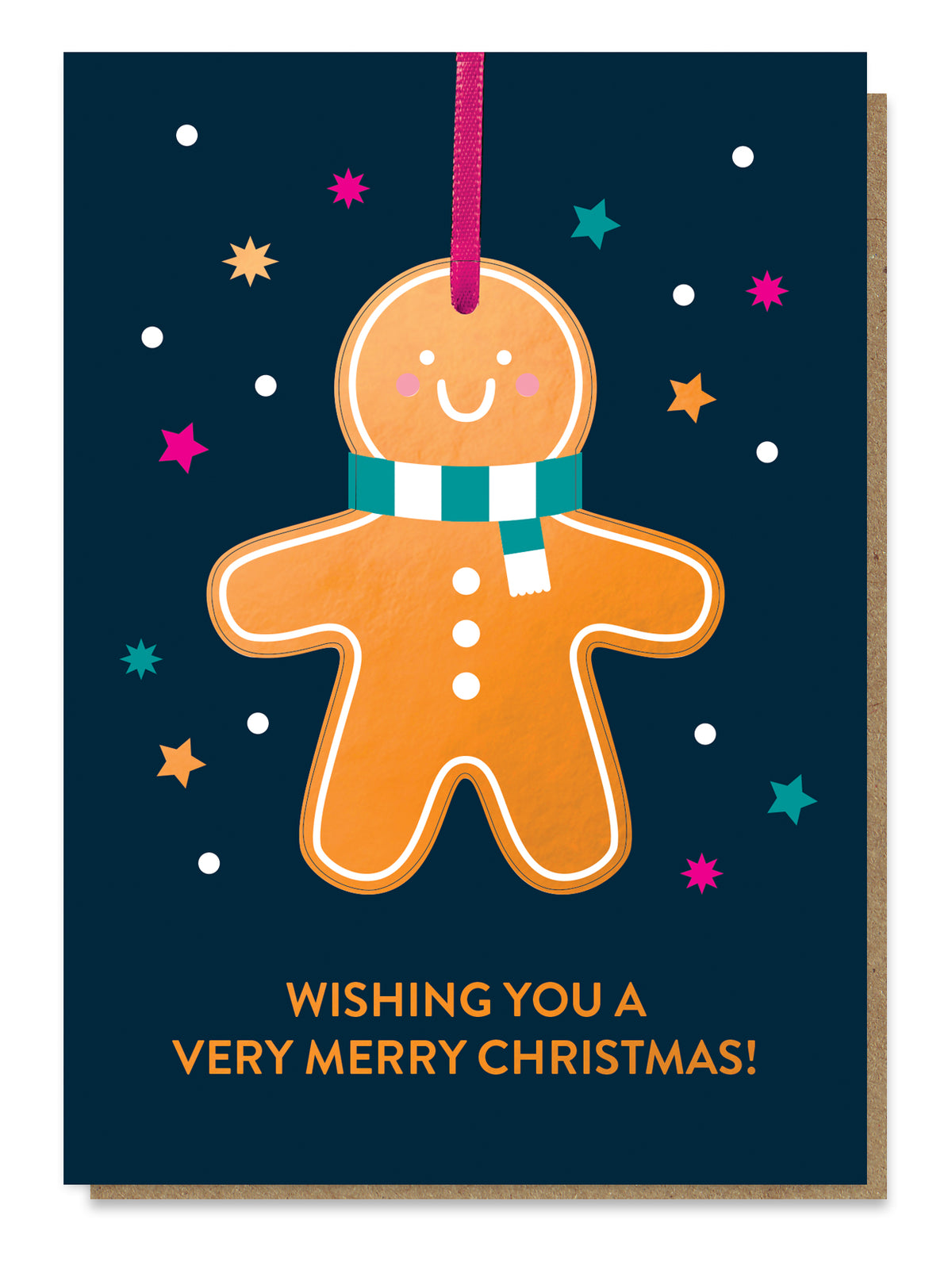 Gingerbread Man Letterpress Bauble Christmas Card By Penny Black