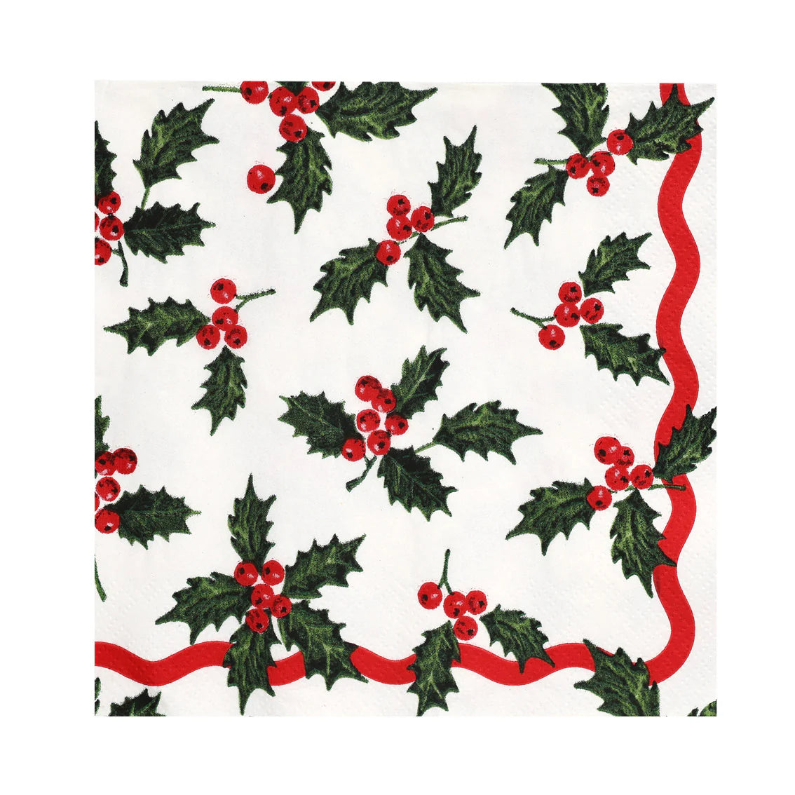 Holly White Christmas Paper Napkins 20 Pk By Penny Black