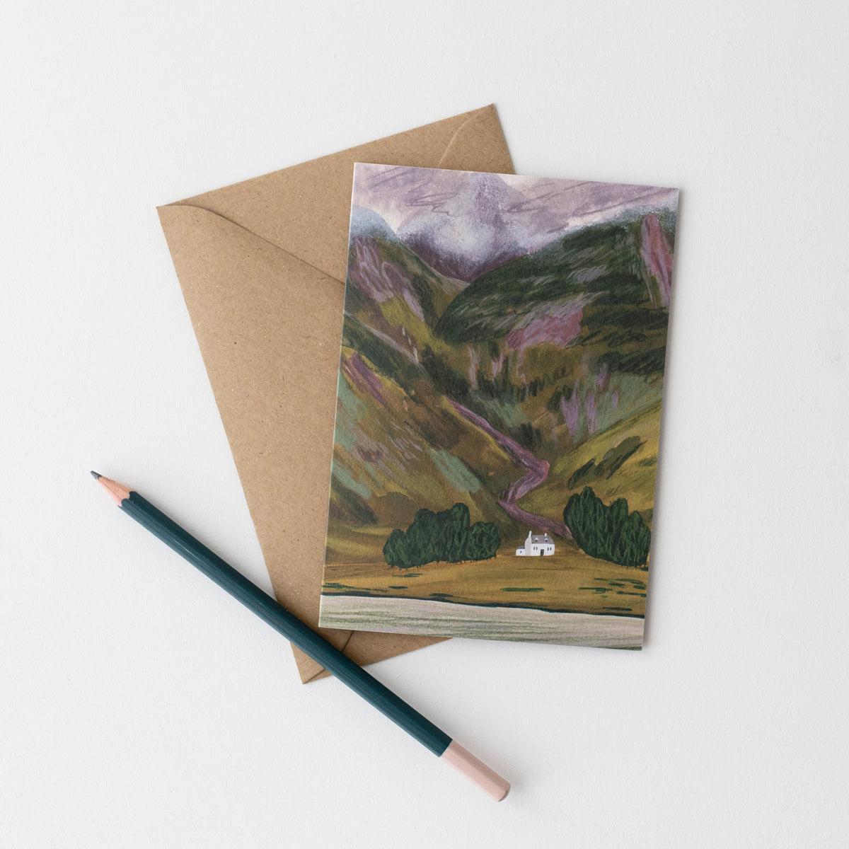 Glencoe In Late Summer Scottish Landscape Art Card by penny black