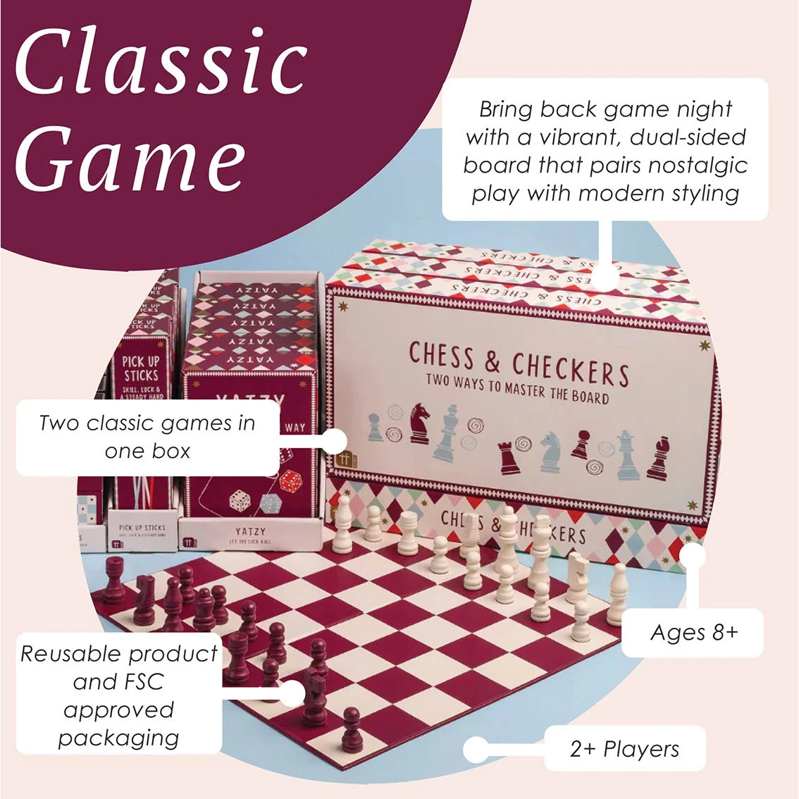 Bonne Chance Chess & Checkers Game Set By Penny Black