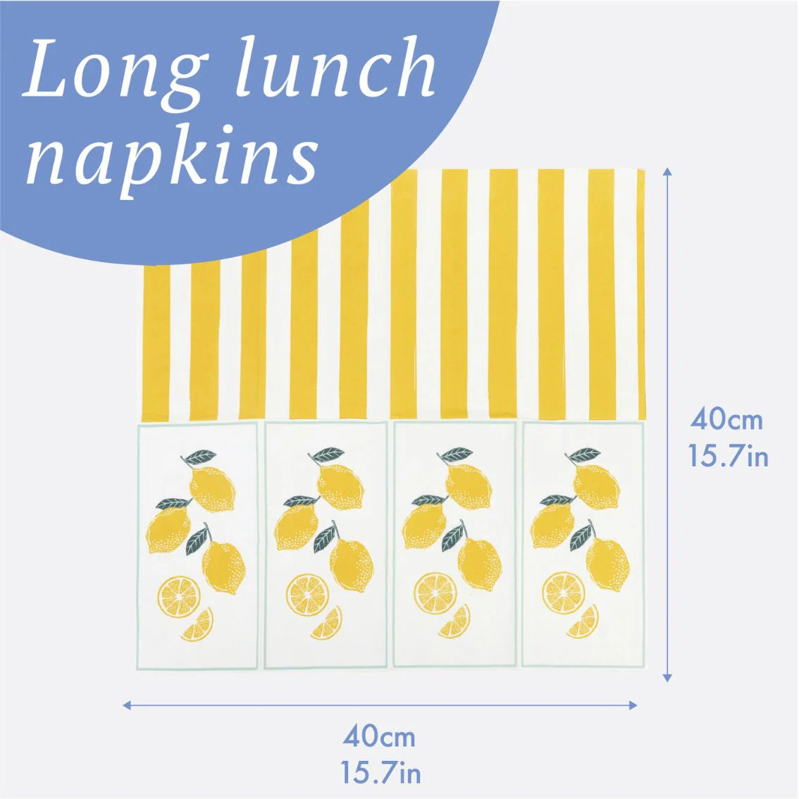 Lemon Long Lunch Paper Napkins 16 Pack By Penny Black