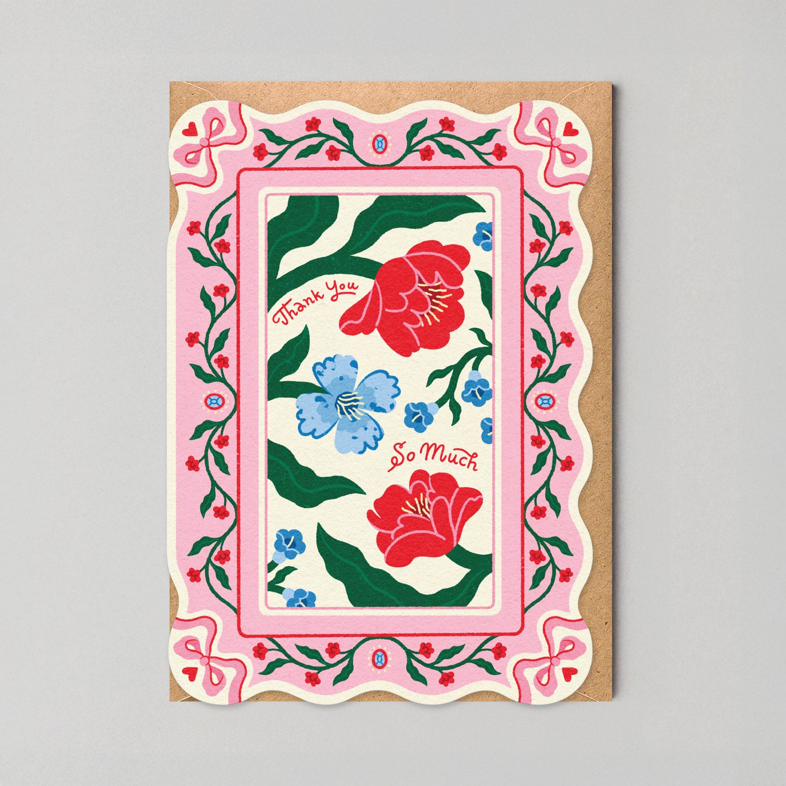 Thank You So Much Floral Scalloped Edge Card By Penny Black