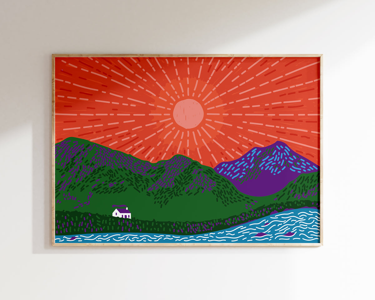 Scottish Bothy Illustrated A4 Art Print By Penny Black