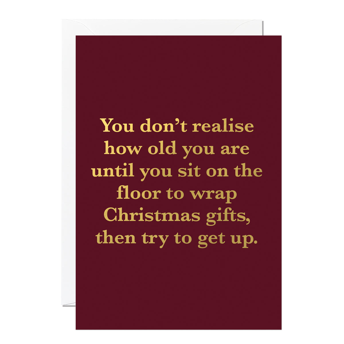 Sit On The Floor To Wrap Funny Christmas Card By Penny Black
