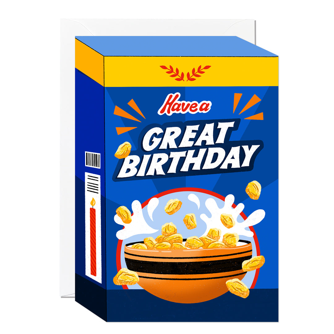 Have A Grreat Birthday Cereal Packet Card By Penny Black