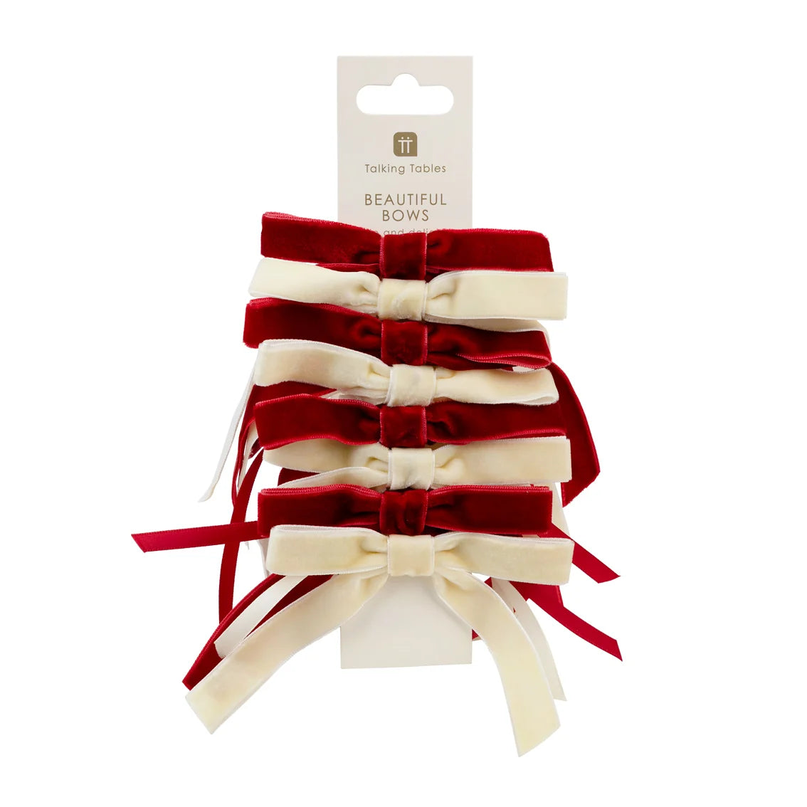 Red & Cream Christmas Velvet Bows 8 Pk By Penny Black