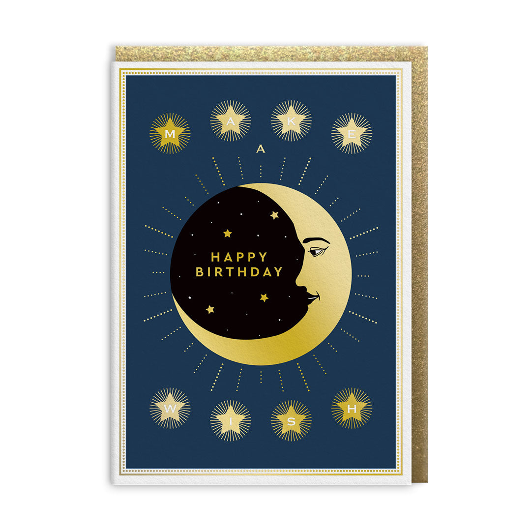 Golden Moon & Stars Birthday Card By Penny Black