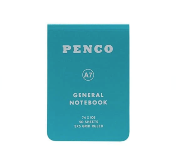 Penco Soft PP A7 Grid Notebook By Penny Black in turquoise green