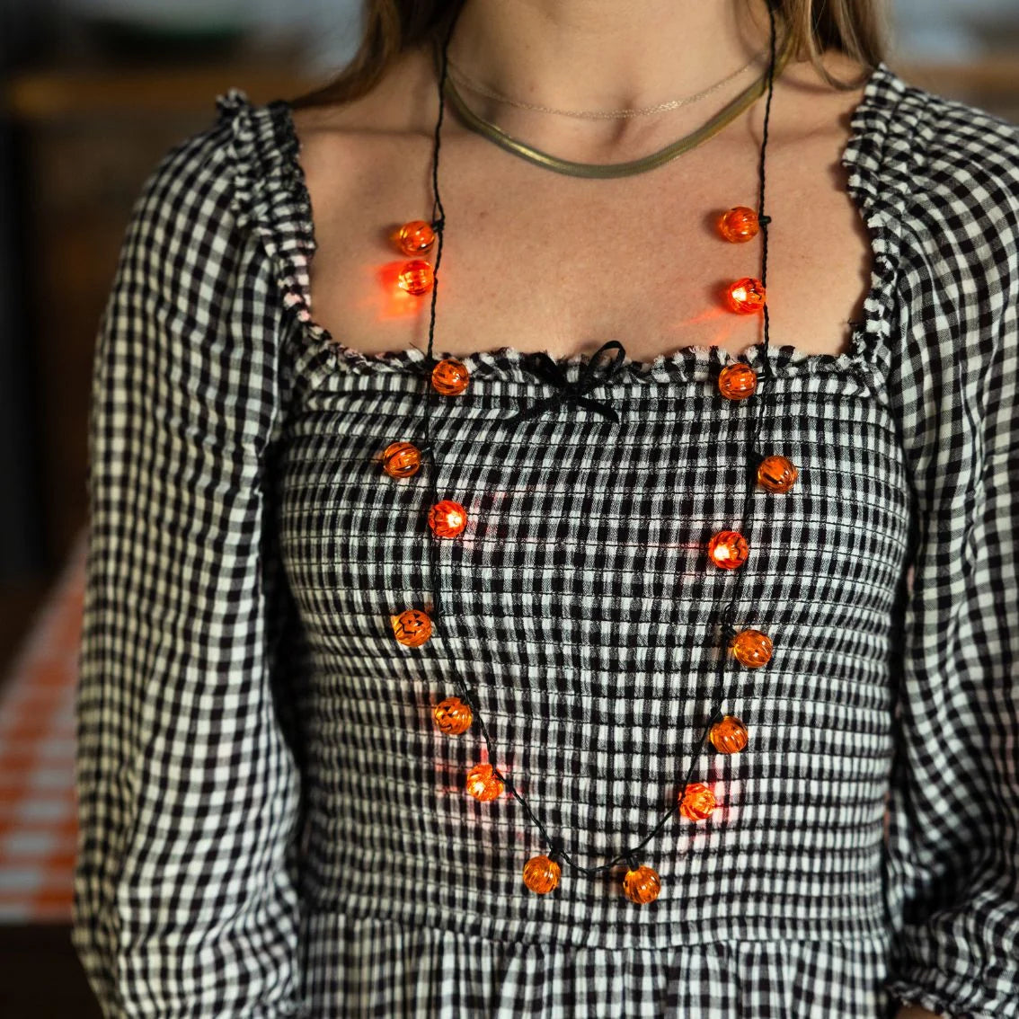 Calamity Coco Pumpkin Light Up LED Halloween Necklace By Penny Black
