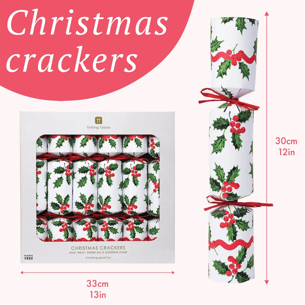 Botanical Holly White Christmas Crackers 6 Pk By Penny Black