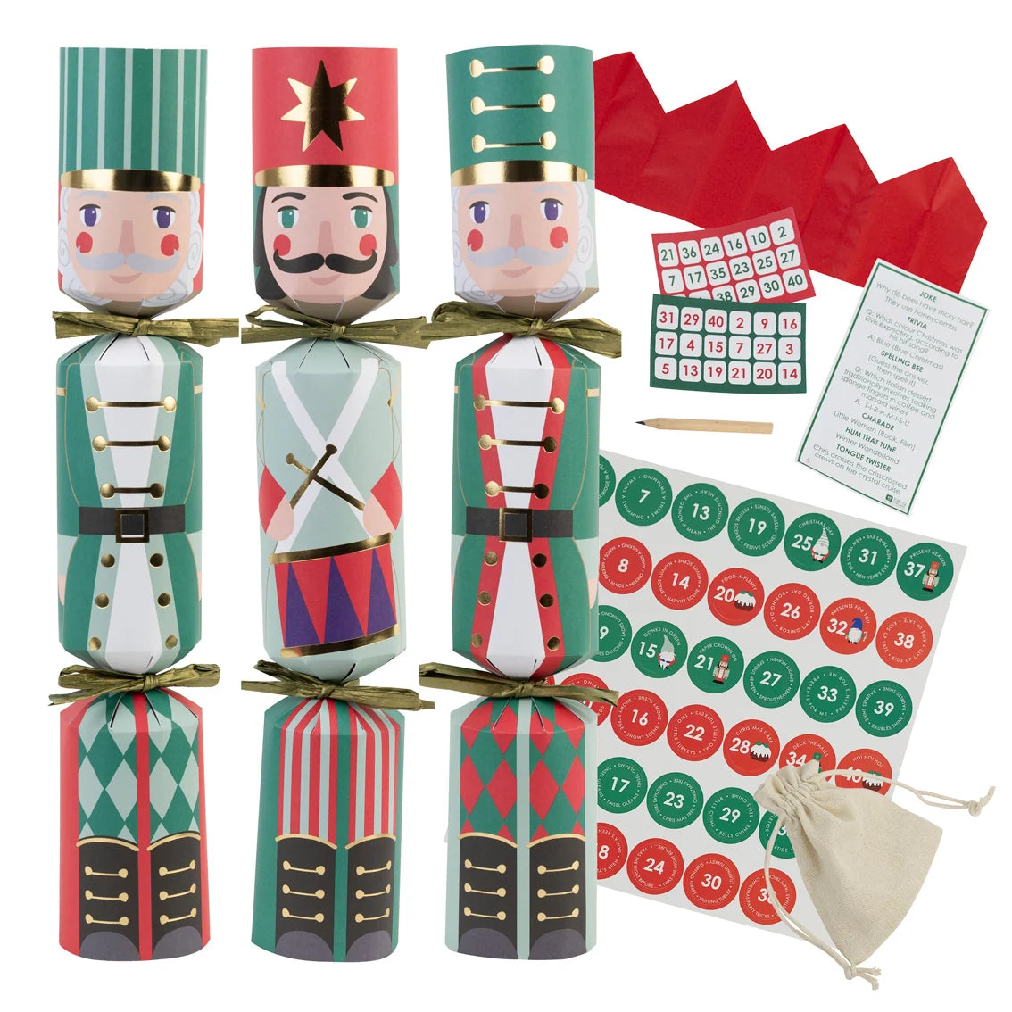Nutcracker 3 Design Christmas Crackers - 6 Pk By Penny Black
