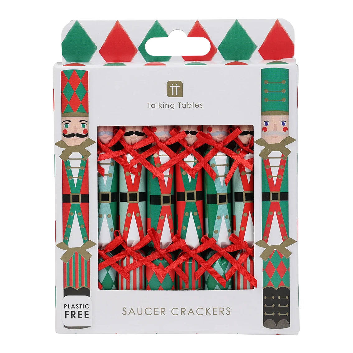 Green & Red Nutcracker Saucer Crackers 8 Pk By Penny Black