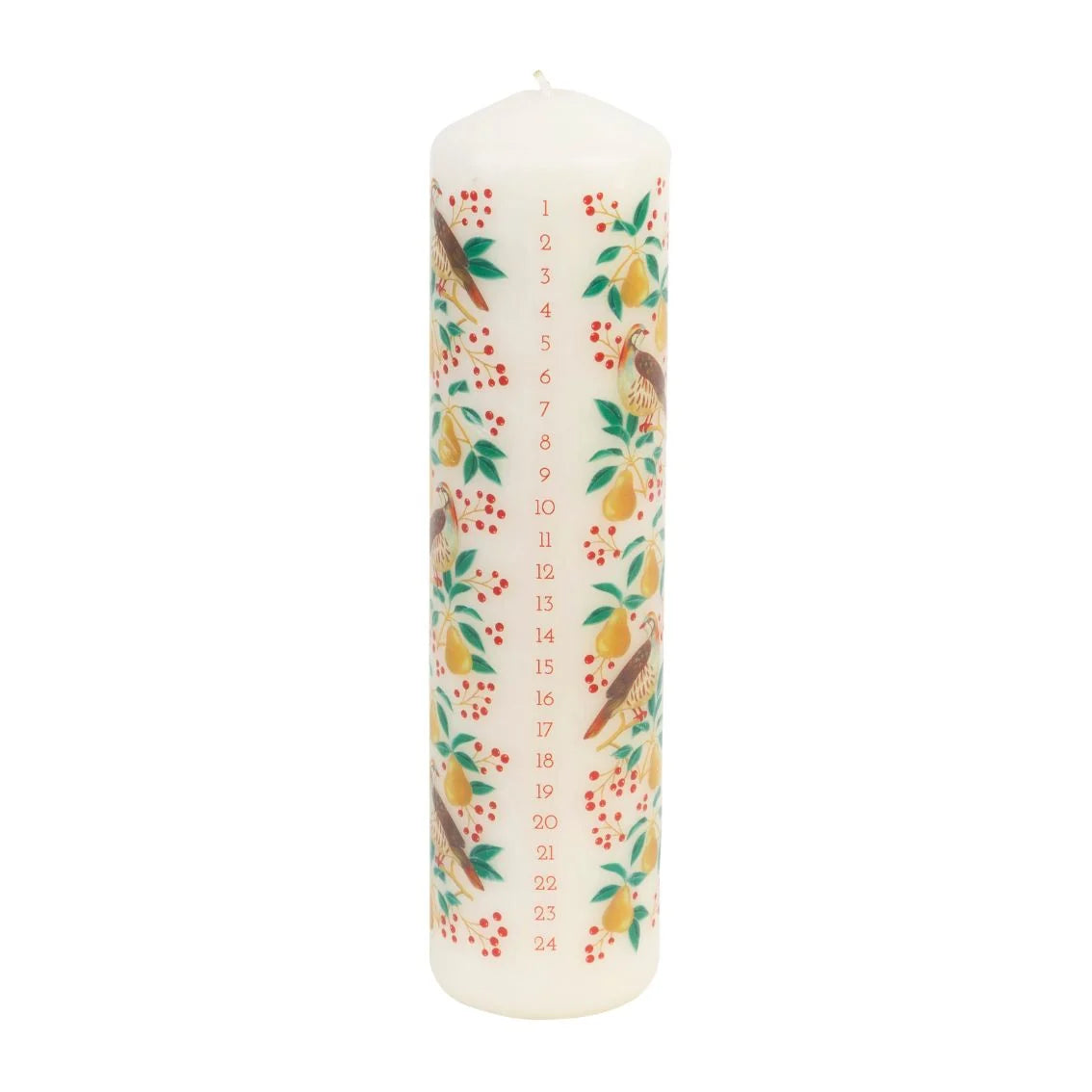 Partridge & Pear Pillar Advent Candle By Penny Black