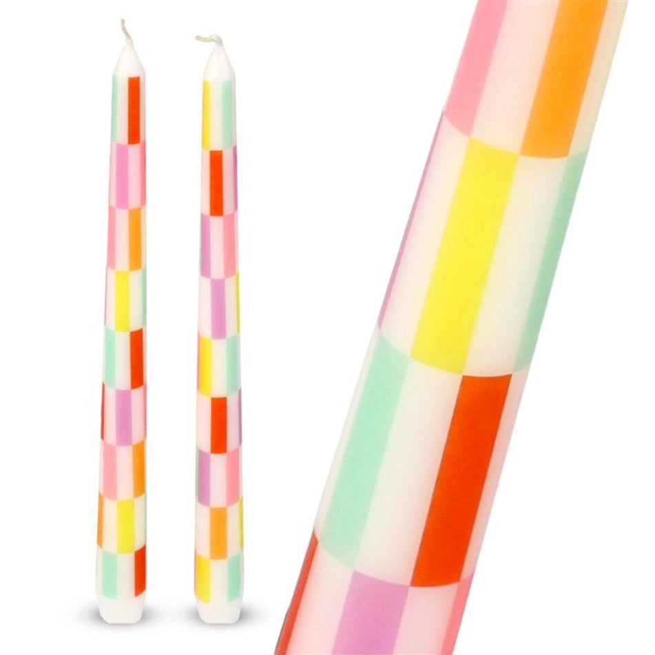 Pastel Check Dinner Candles 2 Pk by penny black