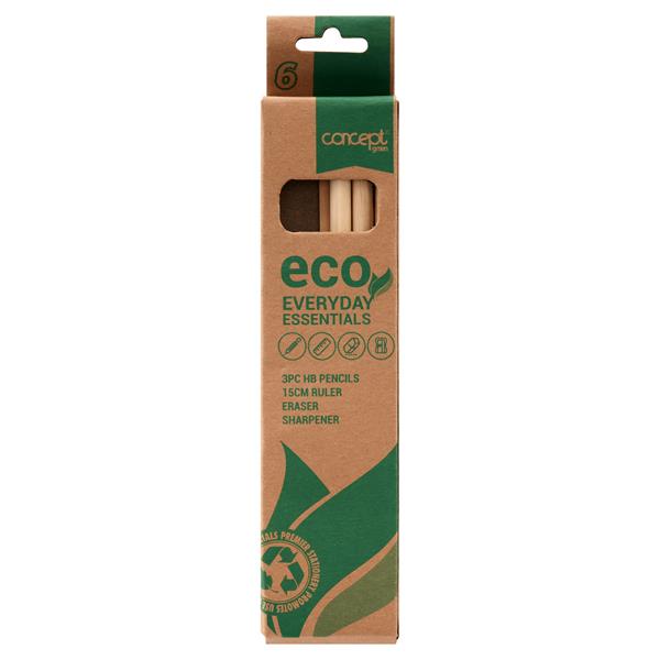 Concept Green Hb Pencil Eraser Ruler Sharpener Set