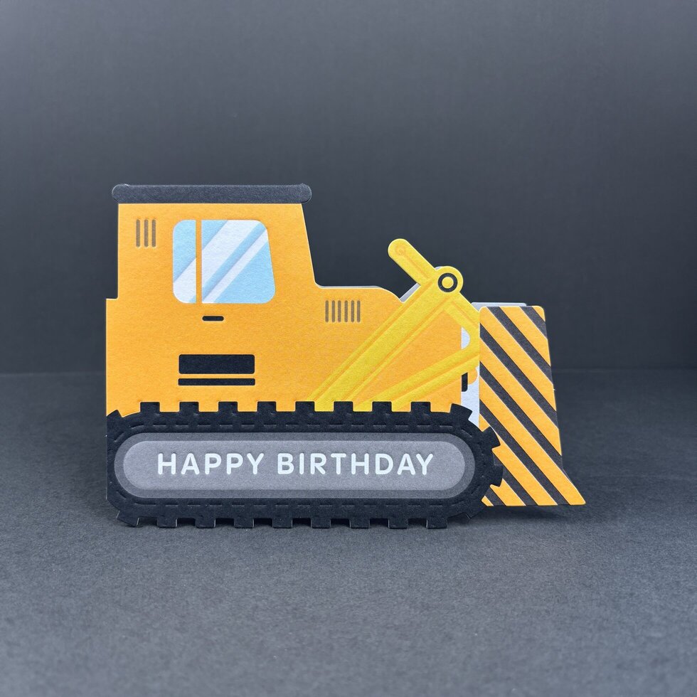 Yellow Digger Die-Cut Birthday Card By Penny Black