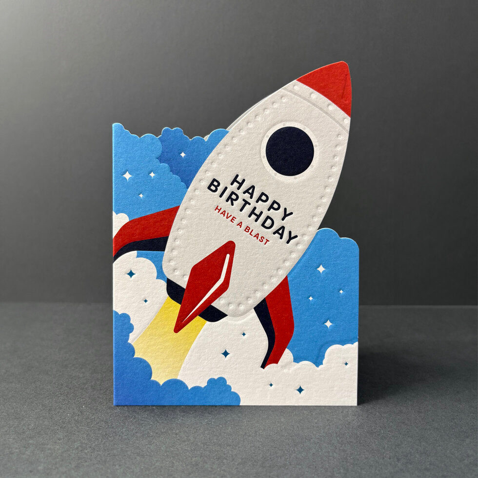 Space Rocket Die-Cut Birthday Card By Penny Black