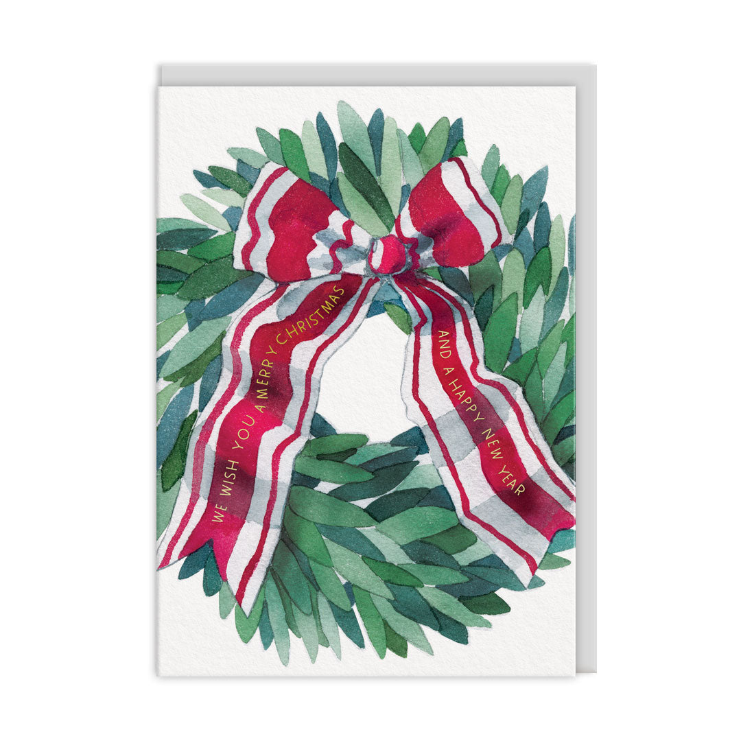 Foil Detail Green Wreath Christmas Card By Penny Black
