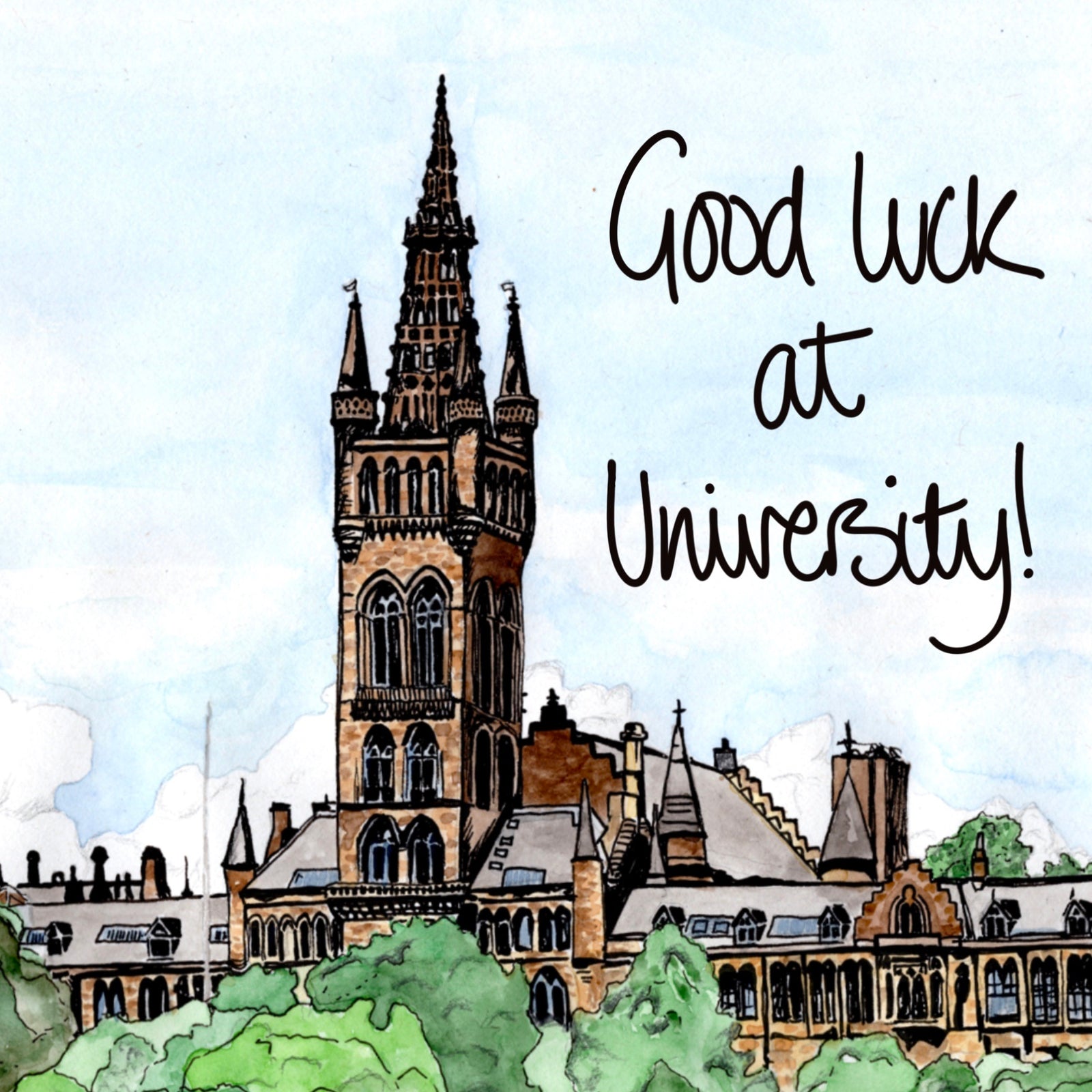 Good Luck at University of Glasgow Card by penny black