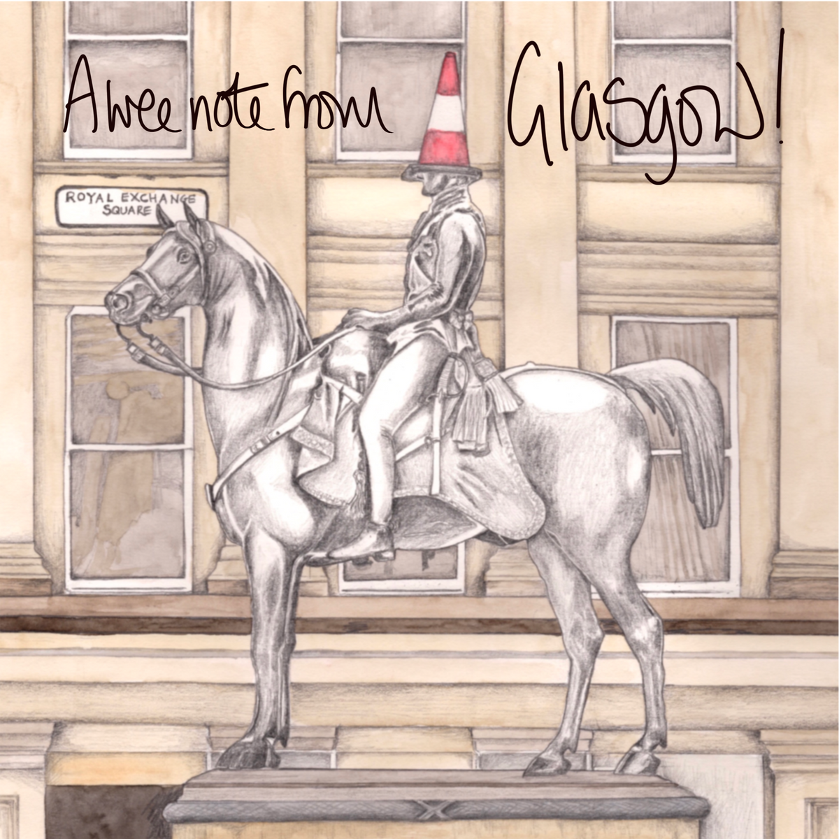 Wee Note From Glasgow Wellington Statue Card by penny black