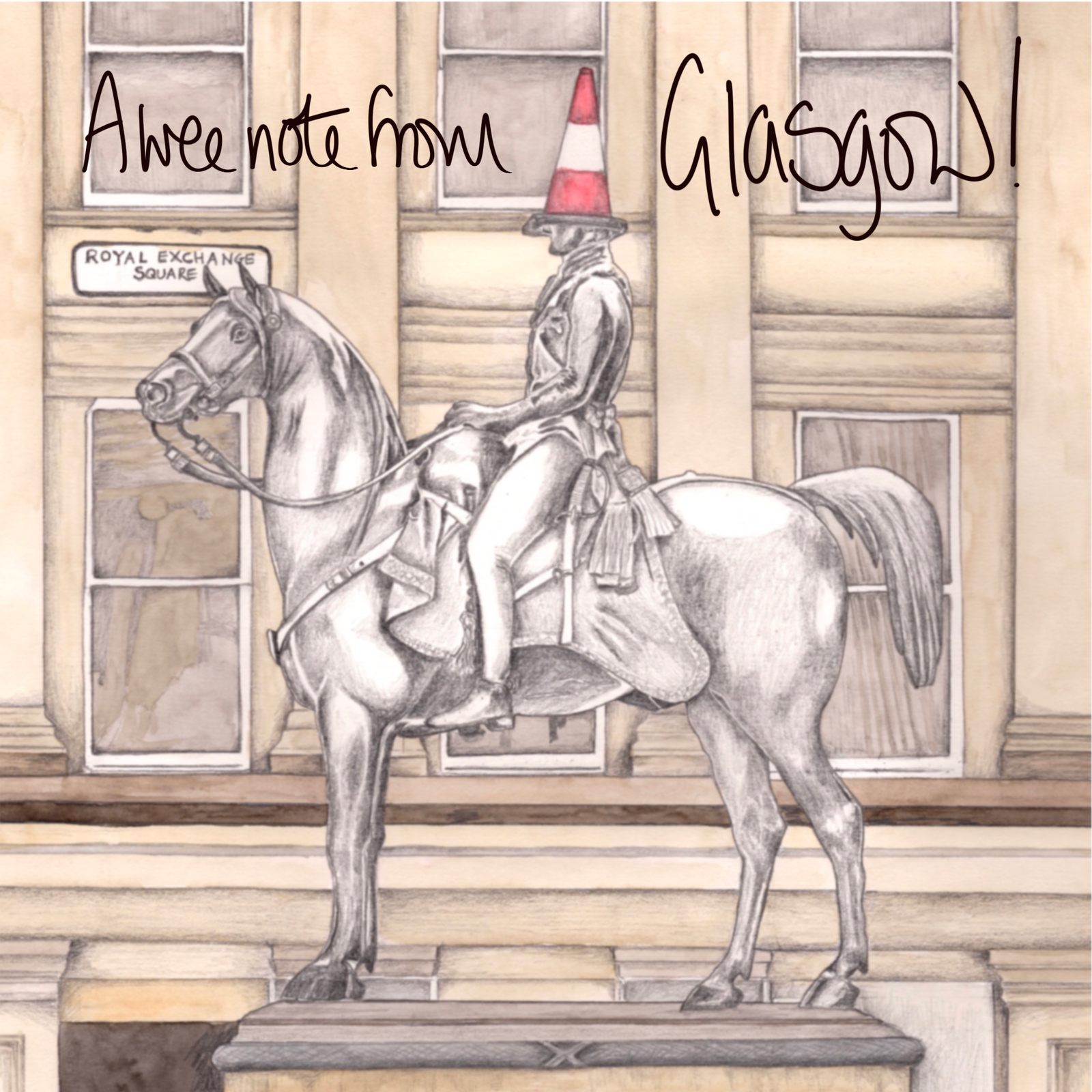 Wee Note From Glasgow Wellington Statue Card by penny black