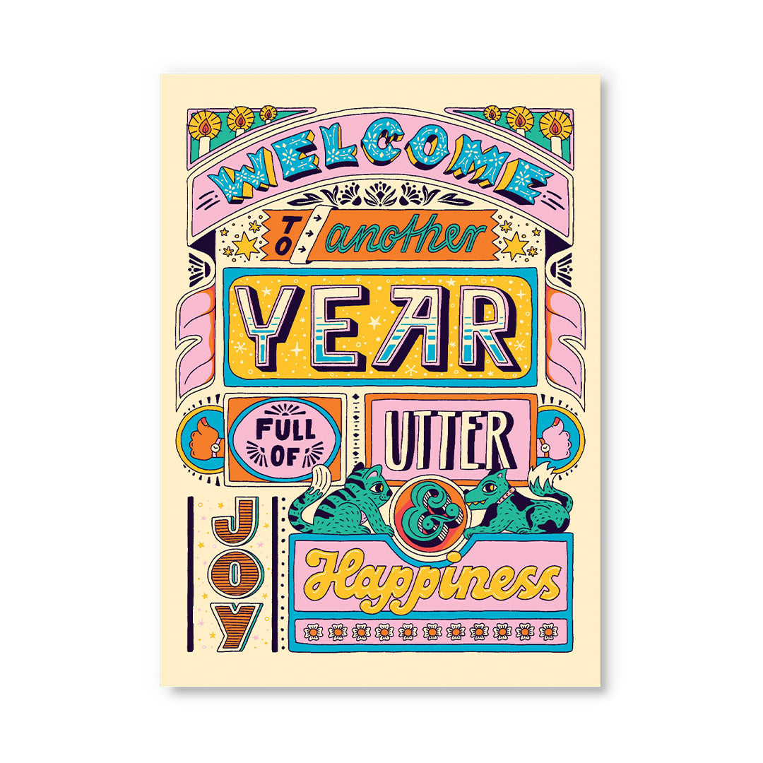 Another Year Of Joy & Happiness Birthday Postcard By Penny Black