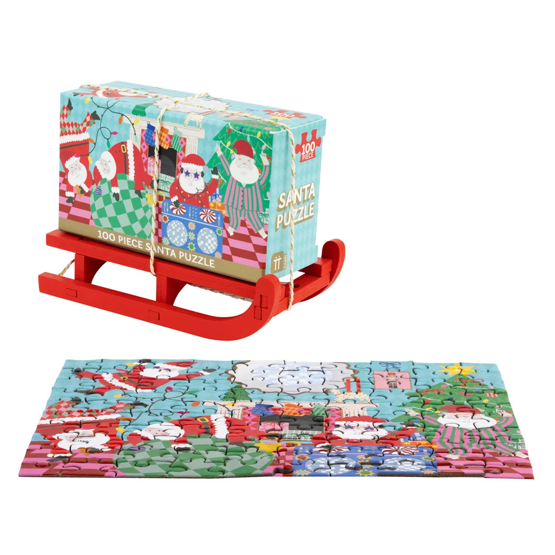 Santa 100 Piece Christmas Mini Sleigh Jigsaw Puzzle By Penny Black