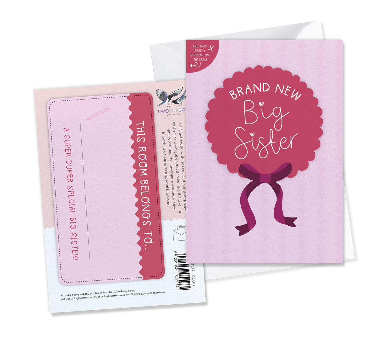 Brand New Big Sister New Sibling Card With Crafty Cut Out By Penny Black