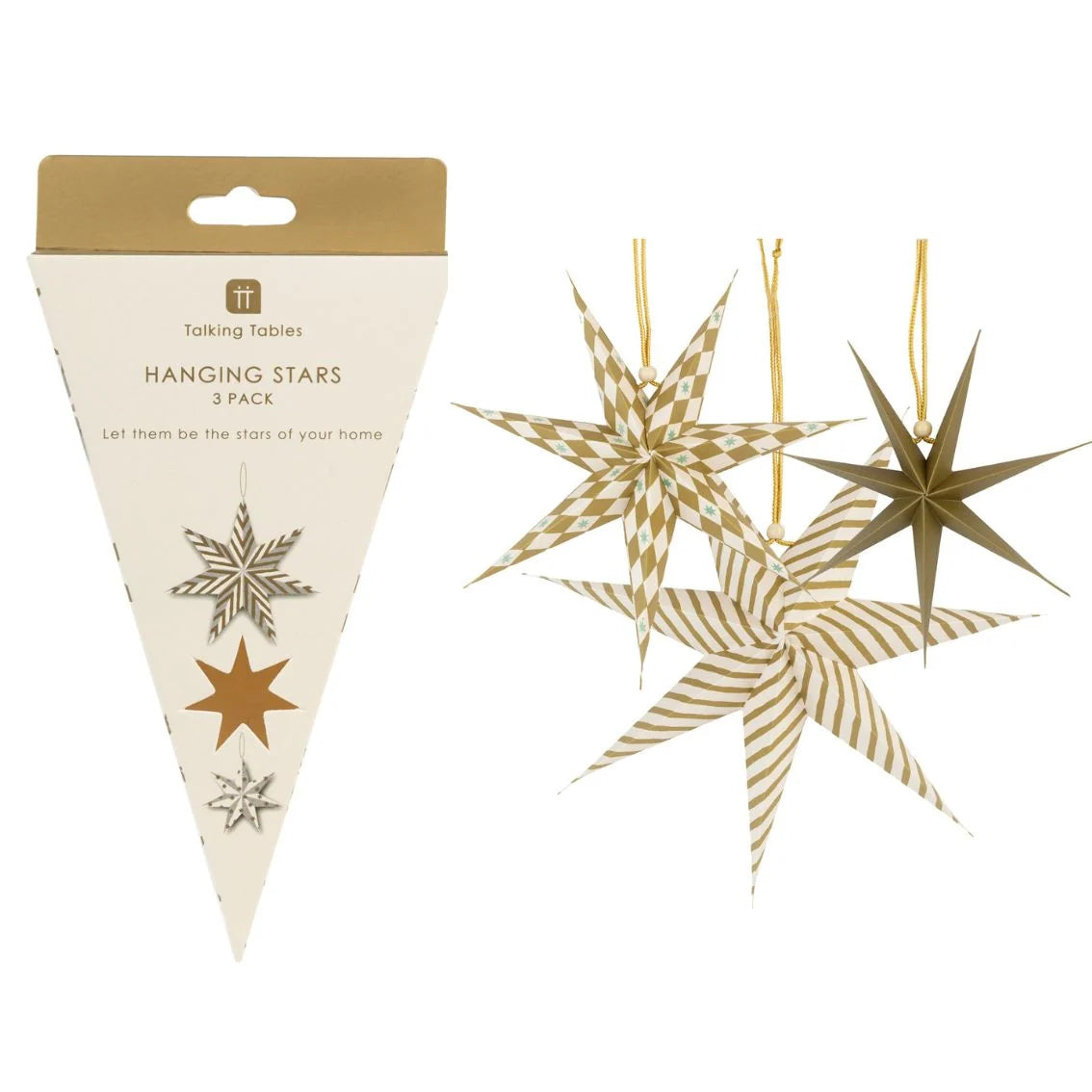 Gilded Paper Stars Christmas Tree Decorations 3 Pk By Penny Black