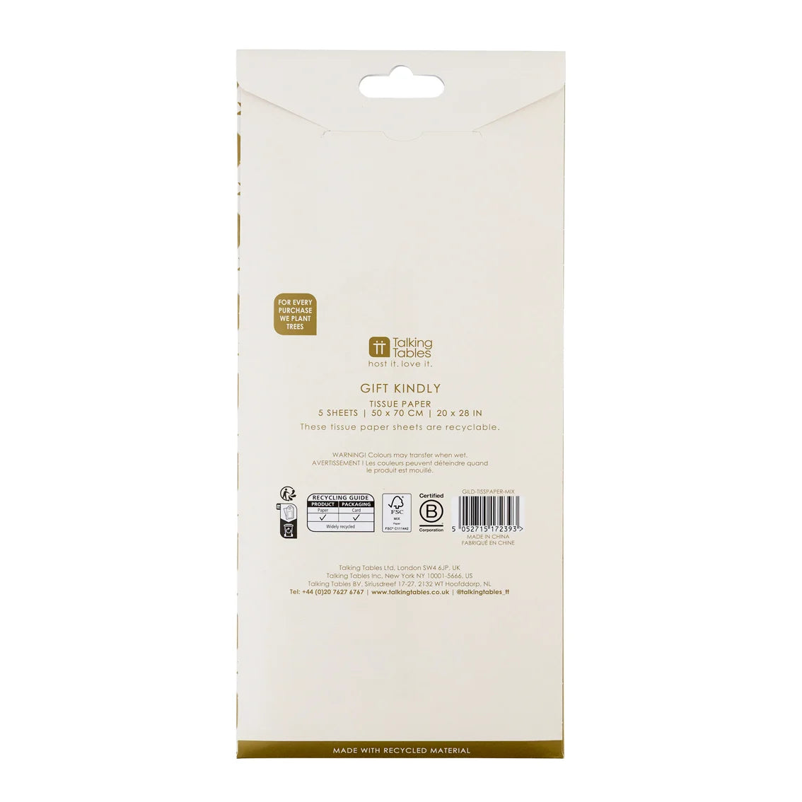 Gold Metallic Tissue Paper Pack - 5 Sheets By Penny Black