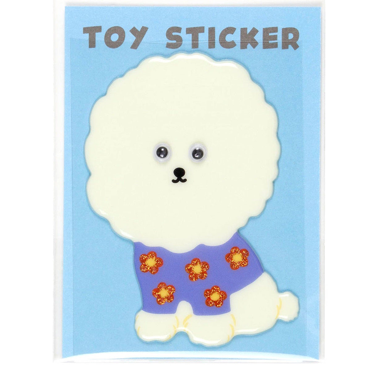 Greeting Life Googly Eye Sticker - Bichon Frisé Dog shown in packaging