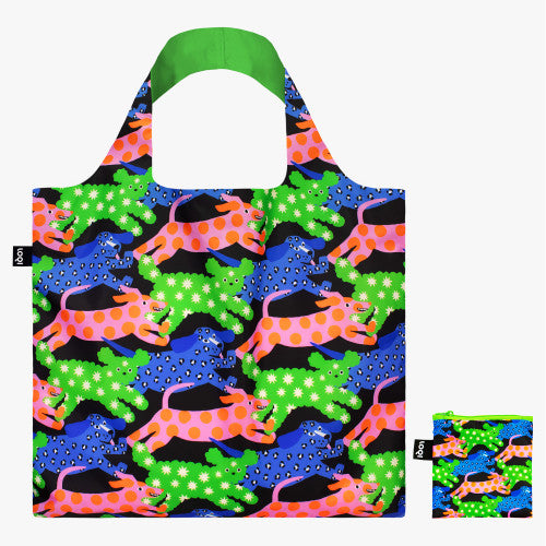 Glitter Power Dogs LOQI Recycled Shopping Bag In Pouch By Penny Black