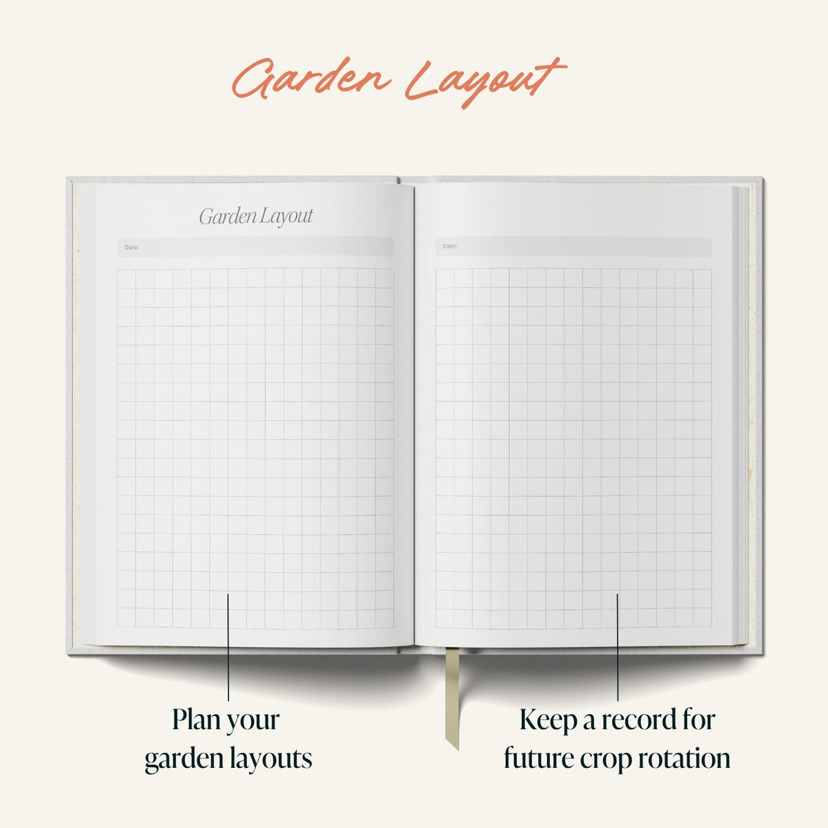 Olive Silhouette A5 Gardening Journal showing the garden layout by penny black