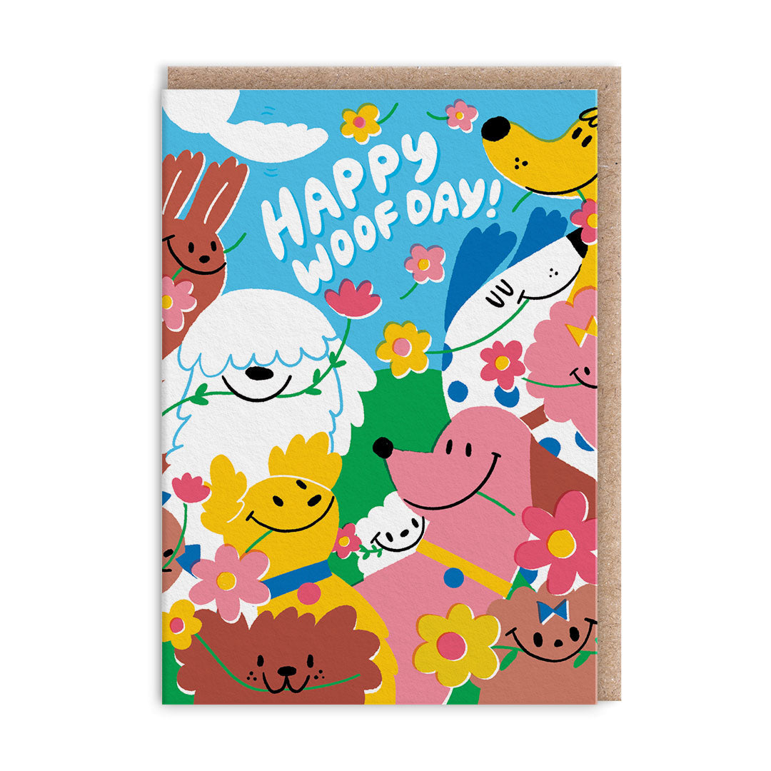 Colourful Dogs Happy Woof Day Birthday Card By Penny Black