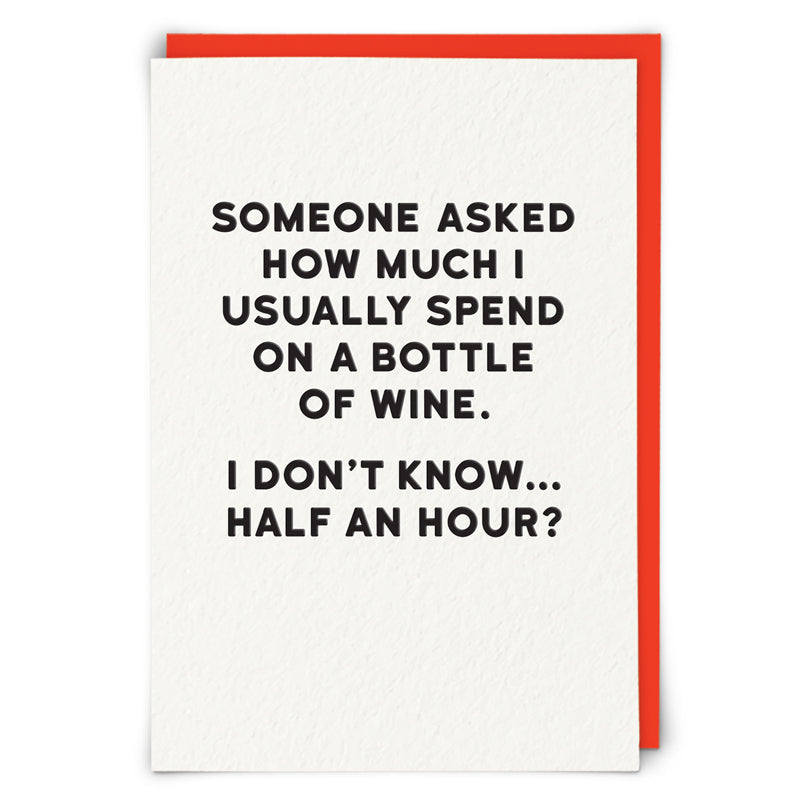 How Much Bottle Of Wine Funny Card at Penny Black
