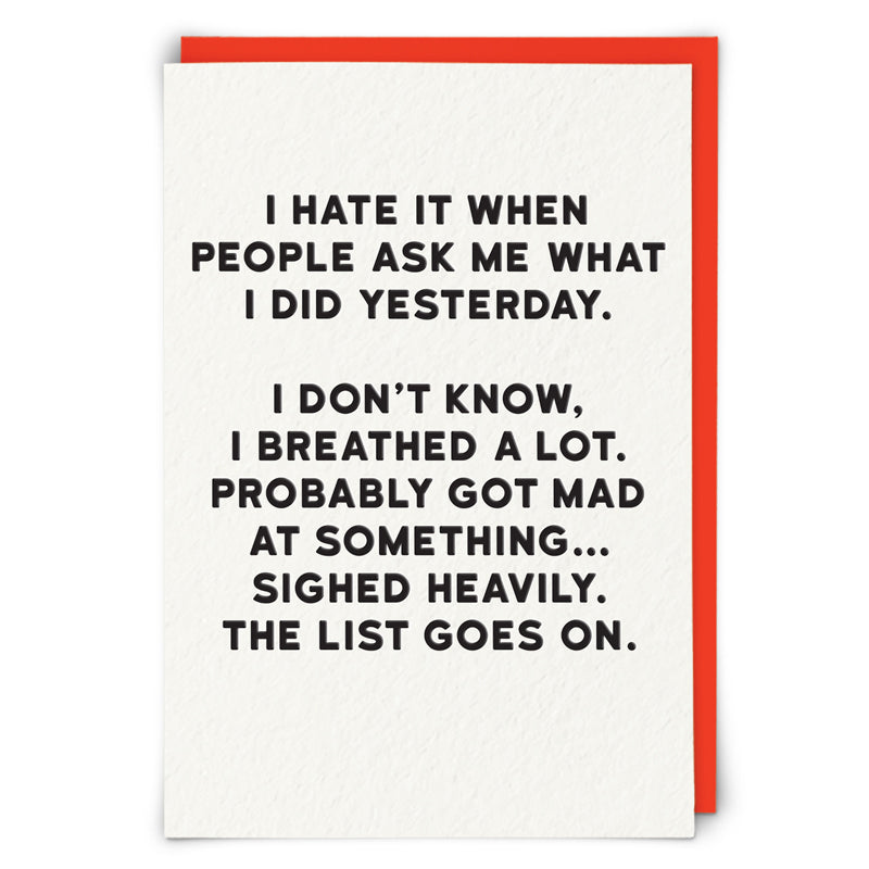 What I Did Yesterday Funny Card at Penny Black