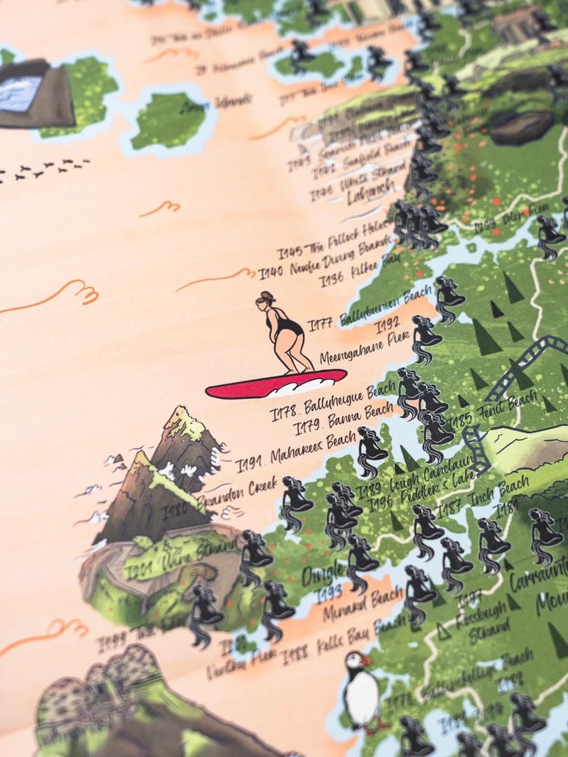 An example section of the swim map of ireland showing Banna Beach and other parts of ireland and the possible swim locations.