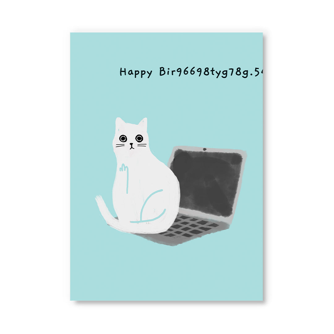Ken The Cat Happy Birthday Laptop Postcard By Penny Black