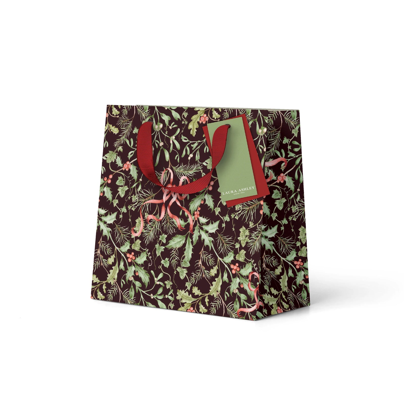 Laura Ashley Holly & Bows Small Christmas Gift Bag By Penny Black