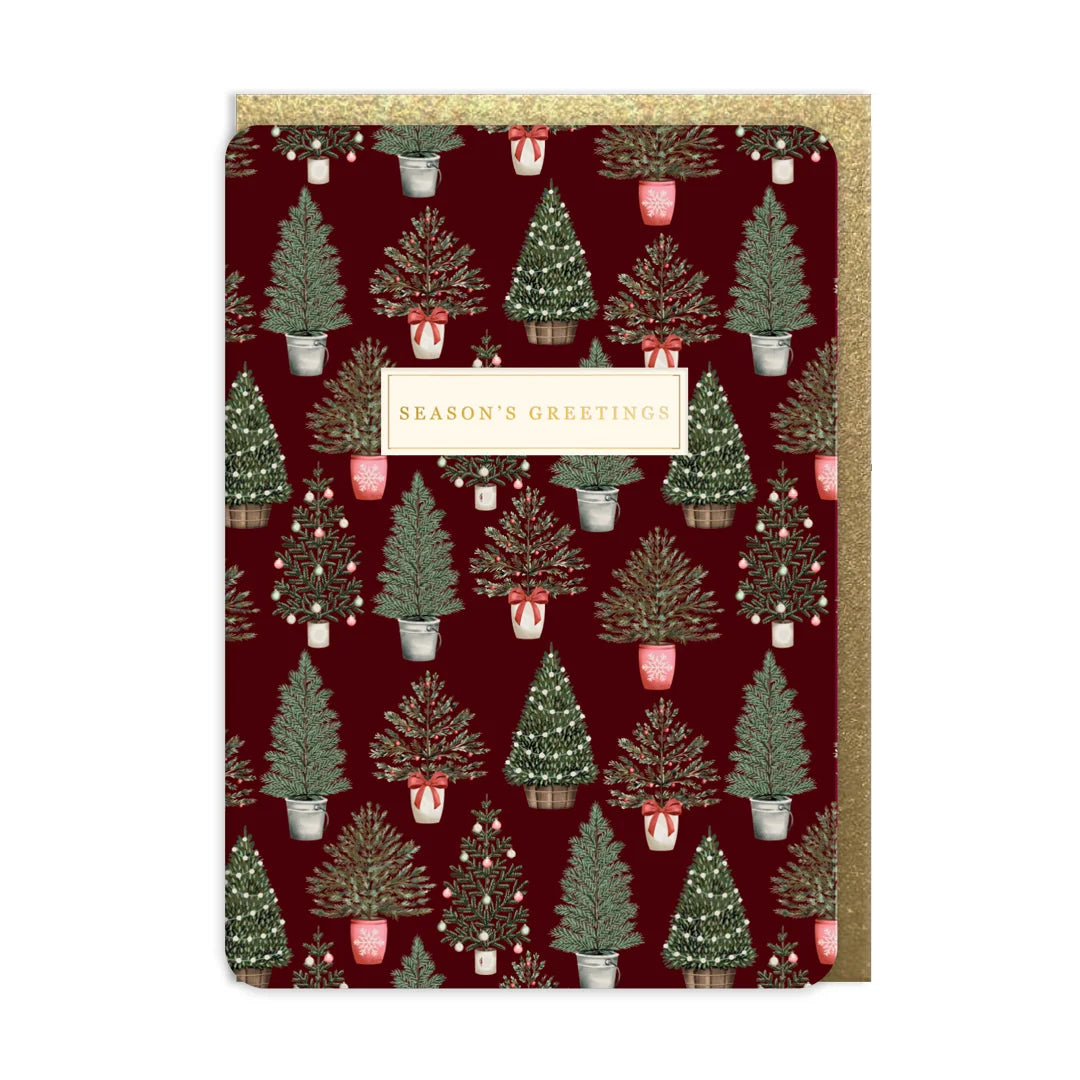 Laura Ashley Decorated Trees Seasons Greetings Christmas Card By Penny Black