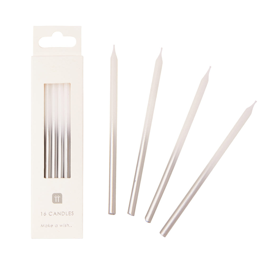Silver Luxe Birthday Candles 16 Pk