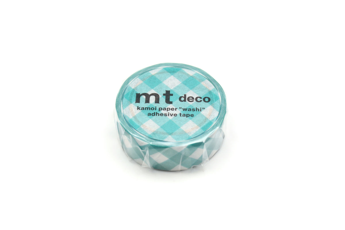 mt Washi Tape - 1P Thick Checkered Green by penny black showing tape in packaging