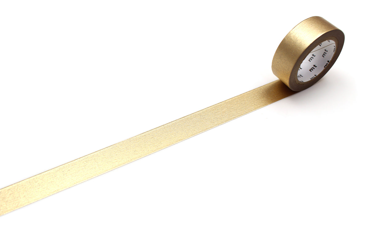 mt Washi Tape - 1P High Brightness Champagne Gold showing tape unpackaged by penny black