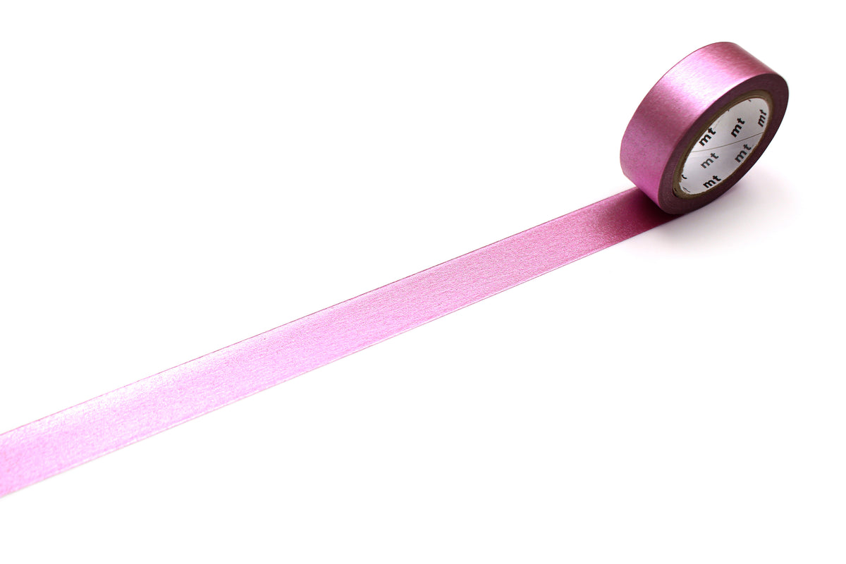 mt Washi Tape - 1P High Brightness Pink showing tape unpackaged by penny black