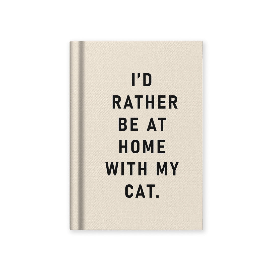 Rather Be At Home With My Cat Fabric Hardback A7 Notebook