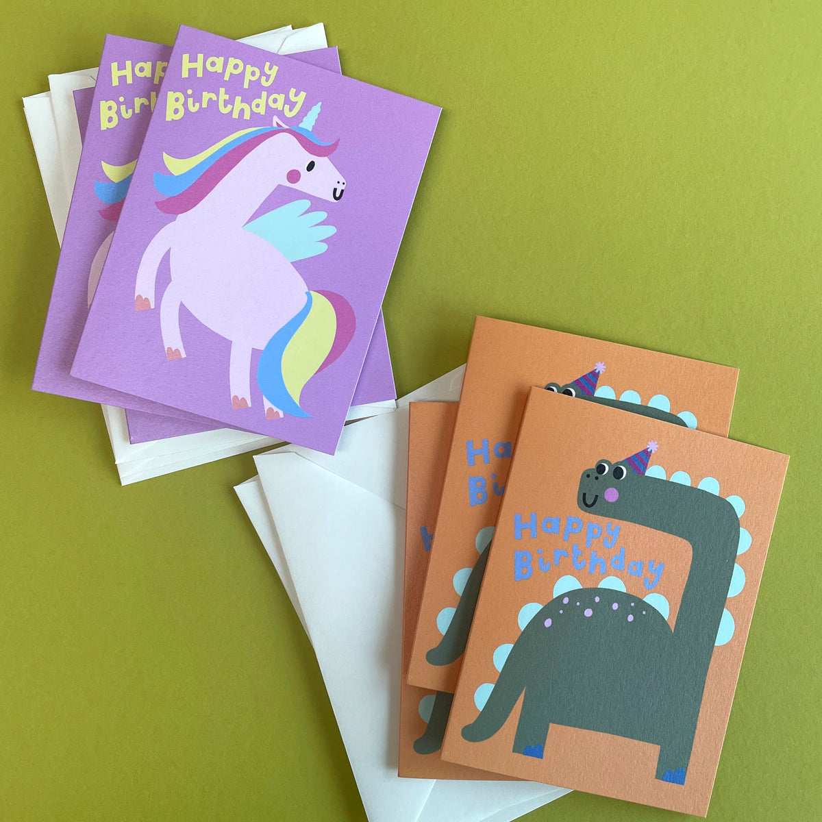 Raspberry Blossom Dinosaur & Unicorn Birthday Cards 6 Pack By Penny Black