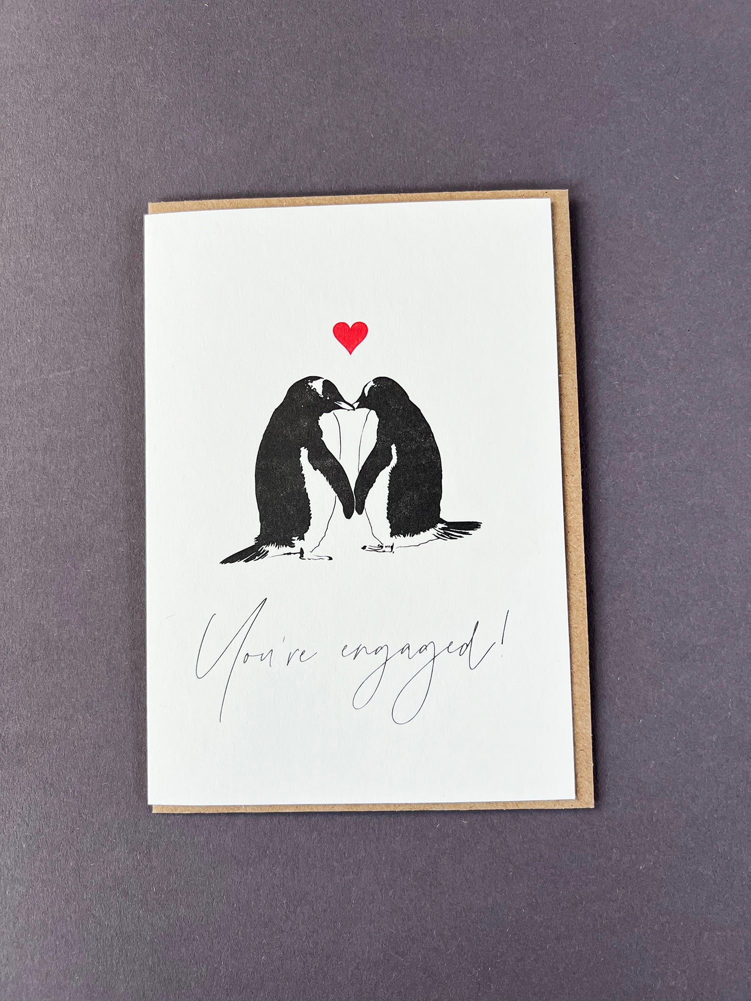 Penguin Peck Letterpress Engagement Card by penny black