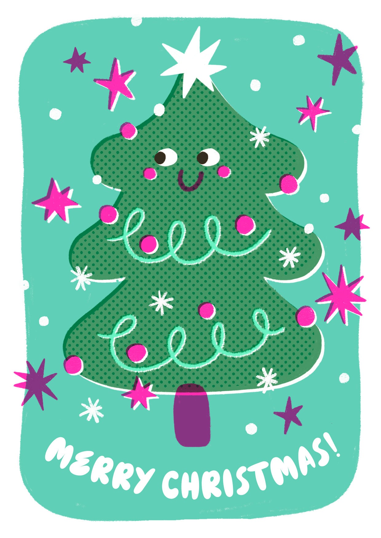 Snazzy Retro Tree Letterpress Christmas Card By Penny Black